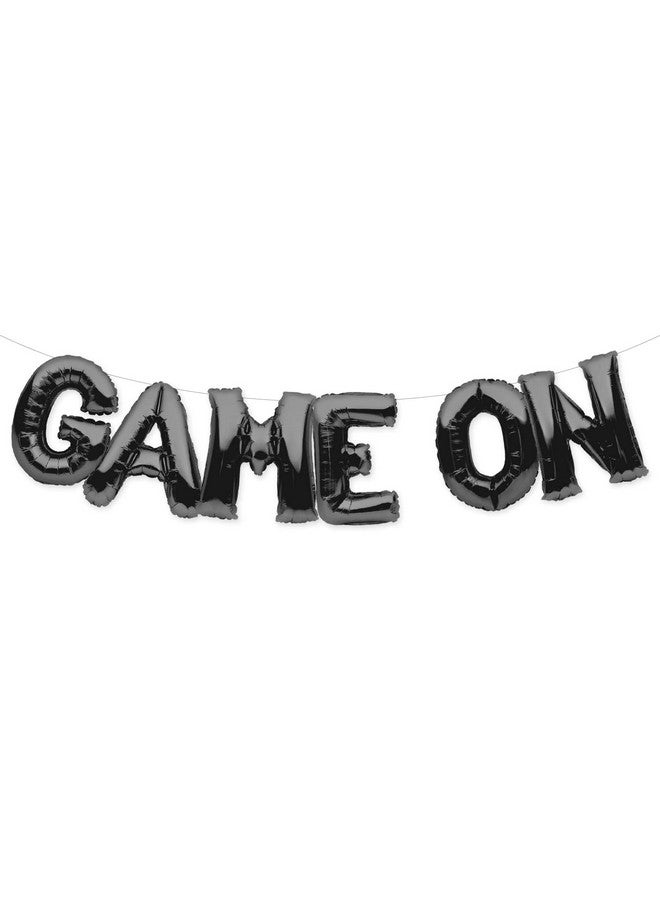 PartyForever GAME ON Balloons Banner Black Game Themed Birthday Party Decoration and Supplies Sign - Image 1