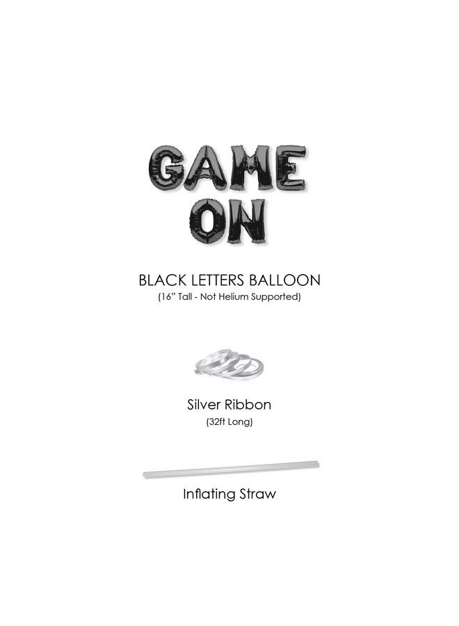 PartyForever GAME ON Balloons Banner Black Game Themed Birthday Party Decoration and Supplies Sign - Image 2