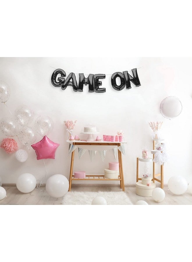 PartyForever GAME ON Balloons Banner Black Game Themed Birthday Party Decoration and Supplies Sign - Image 3