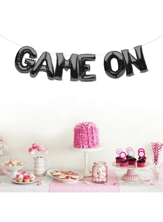 PartyForever GAME ON Balloons Banner Black Game Themed Birthday Party Decoration and Supplies Sign - Image 5