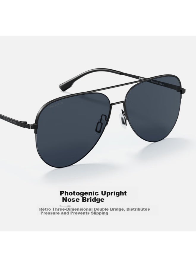 Parzin Men's Sungl Vintage Double Bridge Aviator Frame Sun Protection Driving Trendy Shades Pz8380 - Image 2
