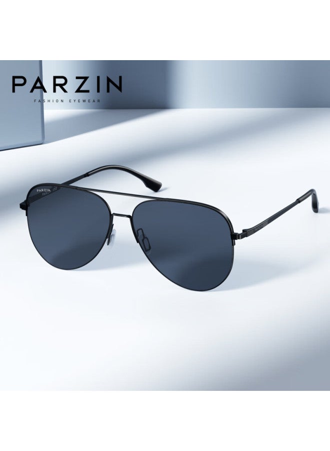 Parzin Men's Sungl Vintage Double Bridge Aviator Frame Sun Protection Driving Trendy Shades Pz8380 - Image 1