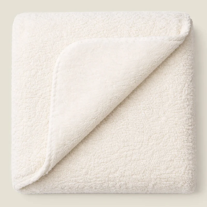 يسكن DWELL FUR KNITTED THROW BLANKET WHITE