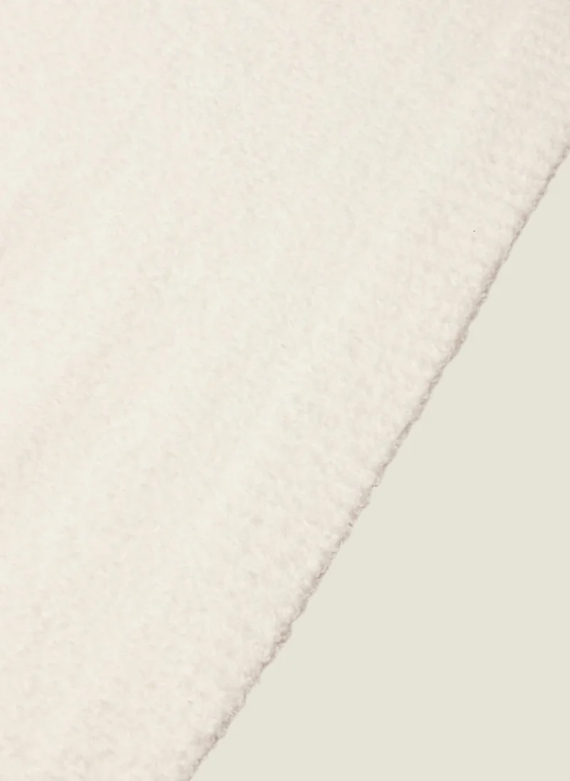 يسكن DWELL FUR KNITTED THROW BLANKET WHITE