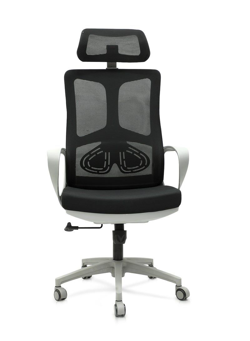 مالتي هوم فيرنيتشر MULTI HOME FURNITURE CHAIR كرسي مكتب مريح للغاية وكرسي كمبيوتر مع مسند لليد ومسند للرأس يتحرك حوالي 360 MH-7006 أسود-رمادي  - Image 1