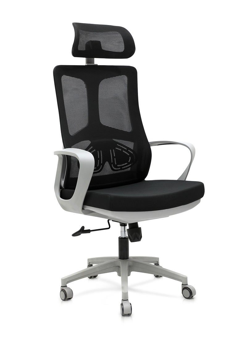 مالتي هوم فيرنيتشر MULTI HOME FURNITURE CHAIR كرسي مكتب مريح للغاية وكرسي كمبيوتر مع مسند لليد ومسند للرأس يتحرك حوالي 360 MH-7006 أسود-رمادي  - Image 2
