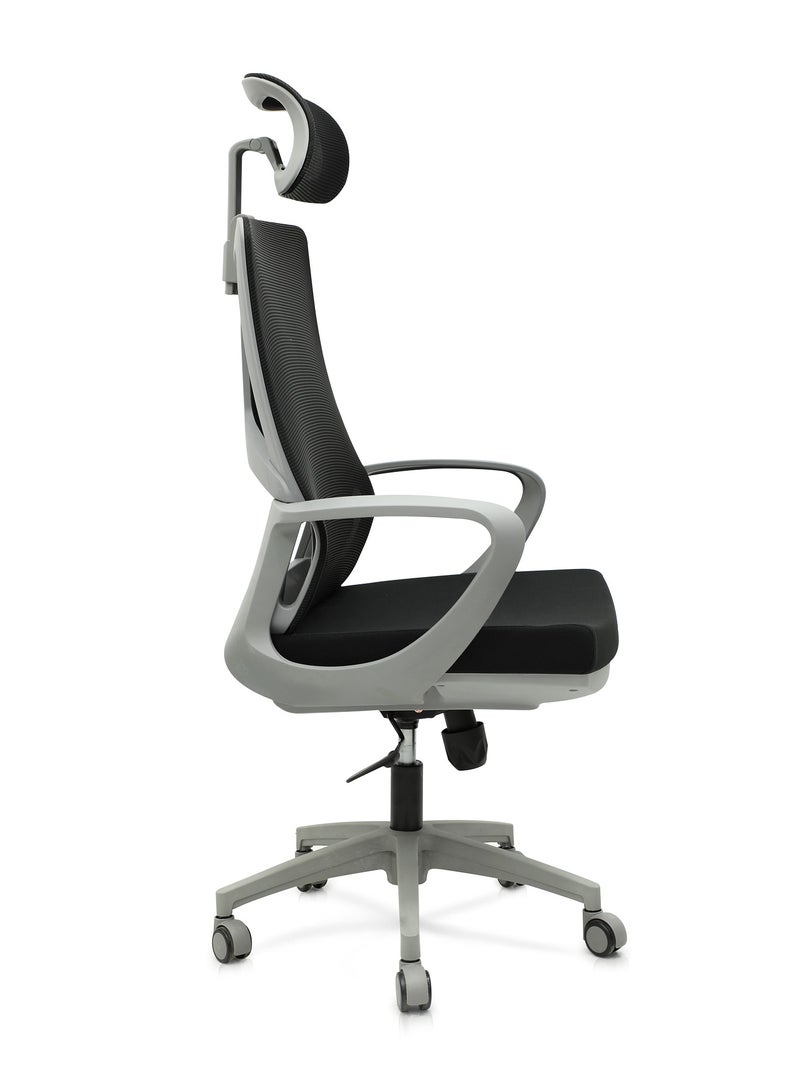 مالتي هوم فيرنيتشر MULTI HOME FURNITURE CHAIR كرسي مكتب مريح للغاية وكرسي كمبيوتر مع مسند لليد ومسند للرأس يتحرك حوالي 360 MH-7006 أسود-رمادي  - Image 3