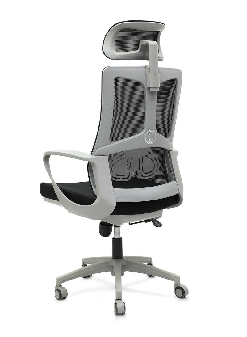 مالتي هوم فيرنيتشر MULTI HOME FURNITURE CHAIR كرسي مكتب مريح للغاية وكرسي كمبيوتر مع مسند لليد ومسند للرأس يتحرك حوالي 360 MH-7006 أسود-رمادي  - Image 4