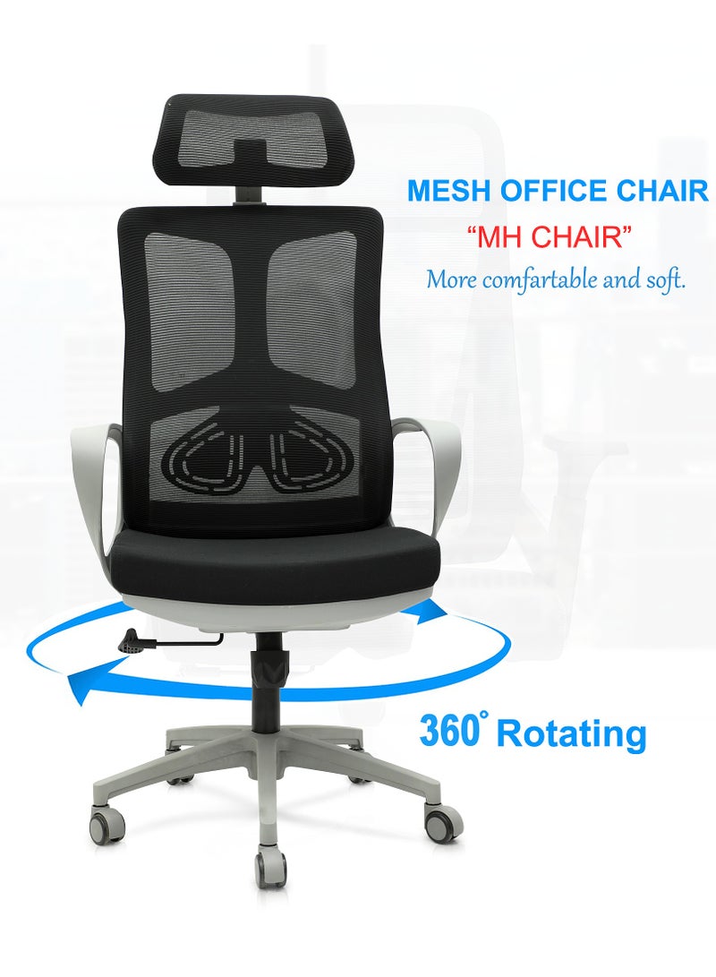 مالتي هوم فيرنيتشر MULTI HOME FURNITURE CHAIR كرسي مكتب مريح للغاية وكرسي كمبيوتر مع مسند لليد ومسند للرأس يتحرك حوالي 360 MH-7006 أسود-رمادي  - Image 5