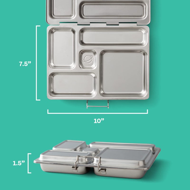 PlanetBox Rover Stainless Steel Bento Box Style Lunch Box Kit for Kids with 5 Compartments, Camo Shark Edition includes Insulated Lunch Bag, Leakproof Food Containers and Matching Magnets - Image 2