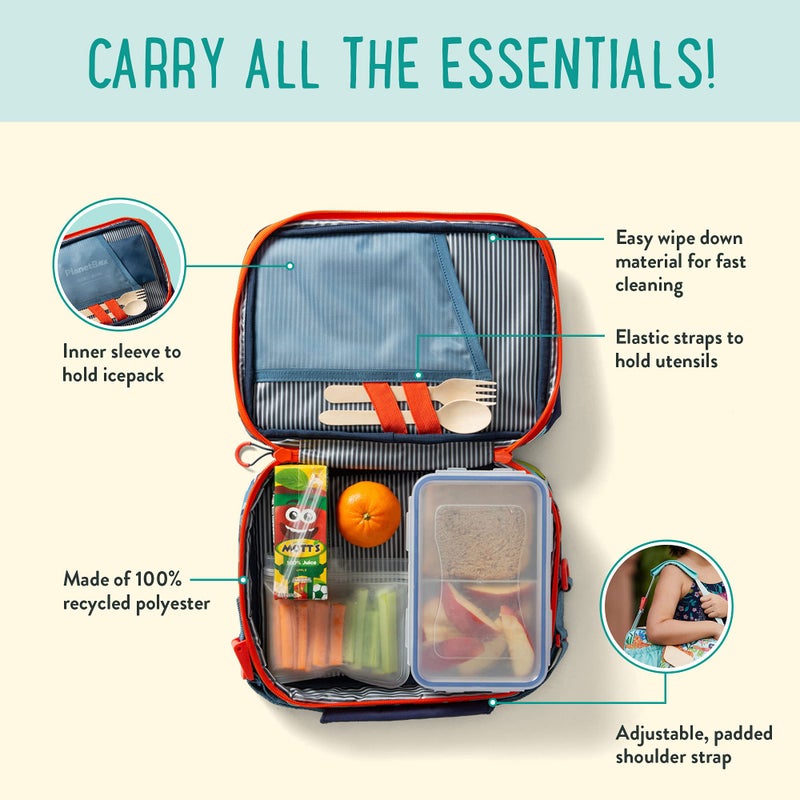 PlanetBox Rover Stainless Steel Bento Box Style Lunch Box Kit for Kids with 5 Compartments, Camo Shark Edition includes Insulated Lunch Bag, Leakproof Food Containers and Matching Magnets - Image 5