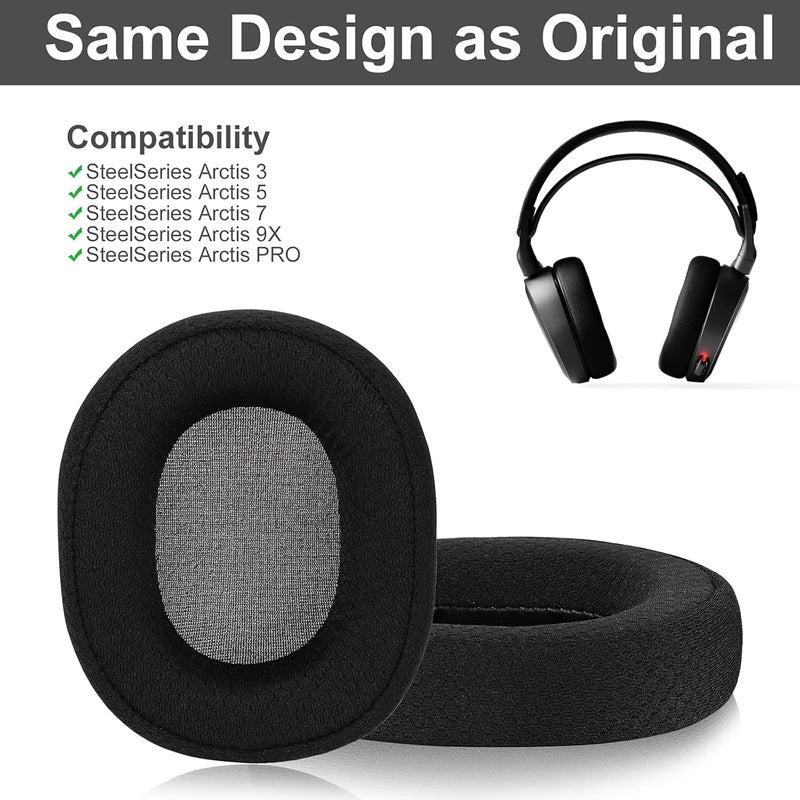 Yizhet وسادات أذن بديلة من متوافقة مع سماعات SteelSeries Arctis 3 وArctis 5 وArctis 7 وArctis 9X وArctis Pro (أسود) - Image 4