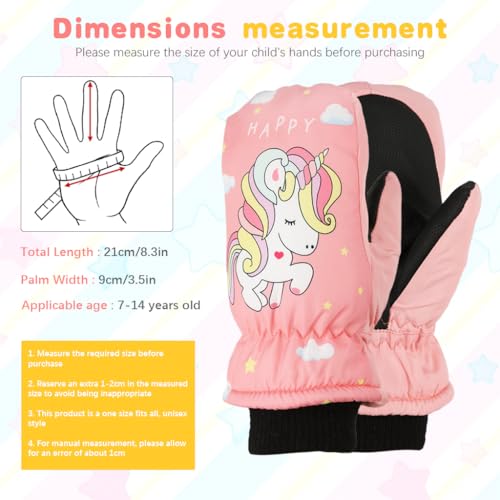 PATPAT® Cartoon Unicorn Printed Kids Hand Gloves for Winter for Girls Aged 7-14, Touch Screen Finger Anti-Slip Design, Ski Gloves, Bike Gloves Windproof Waterproof Warm Riding Winter Gloves - Image 2