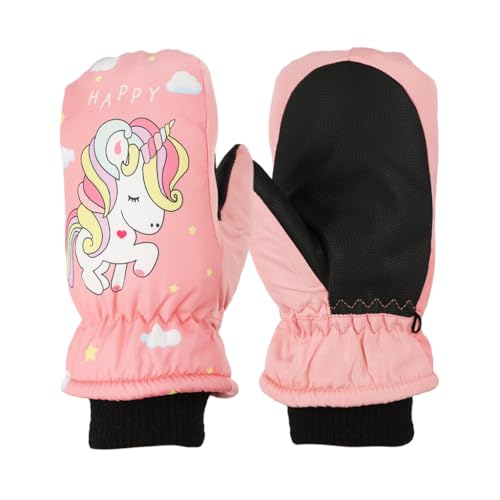 PATPAT® Cartoon Unicorn Printed Kids Hand Gloves for Winter for Girls Aged 7-14, Touch Screen Finger Anti-Slip Design, Ski Gloves, Bike Gloves Windproof Waterproof Warm Riding Winter Gloves - Image 1