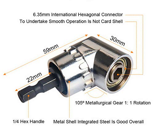 CIGOTU Impact Grade Power Hand Tools Driver Sockets Adapter Extension Set, 3Pcs 1/4 3/8 1/2" Hex Shank Drill Nut Driver Bit Set + 105 Degree Right Angle Driver Extension Screwdriver Drill Attachment - Image 5