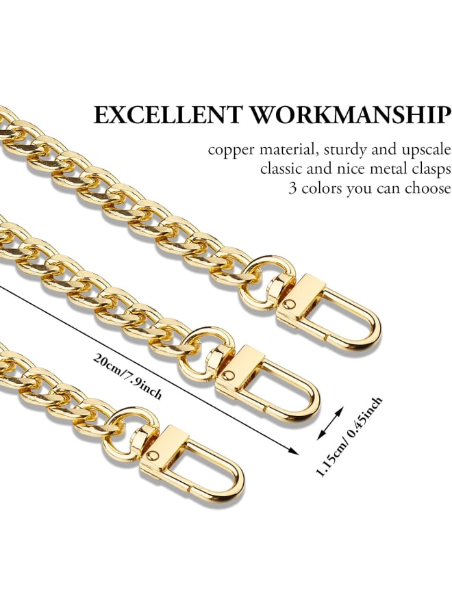 3 Pieces Purse Chain Strap 7.9 Inch DIY Handbag Purse Strap Extender with Metal Buckles for Purse Handbags Wallet Clutch Shoulder Bag Replacement Strap (Gold-3pcs), Gold-3pcs, 7.9 Inch  - Image 2