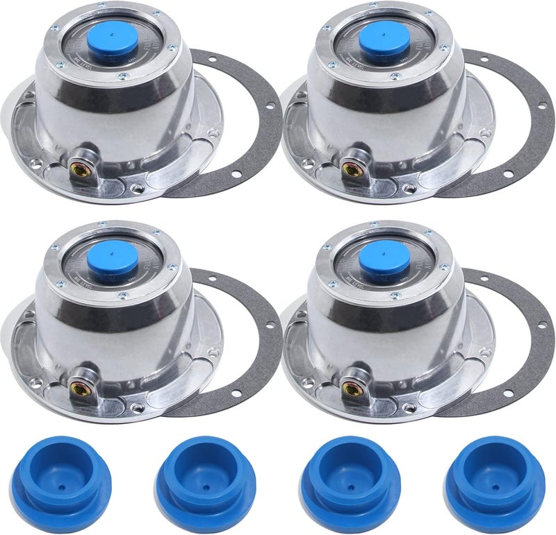 iBroPrat 4pcs Aluminum Hub Cap Set for Trailer Axle with Gaskets and Blue Rubber Plugs - Image 1