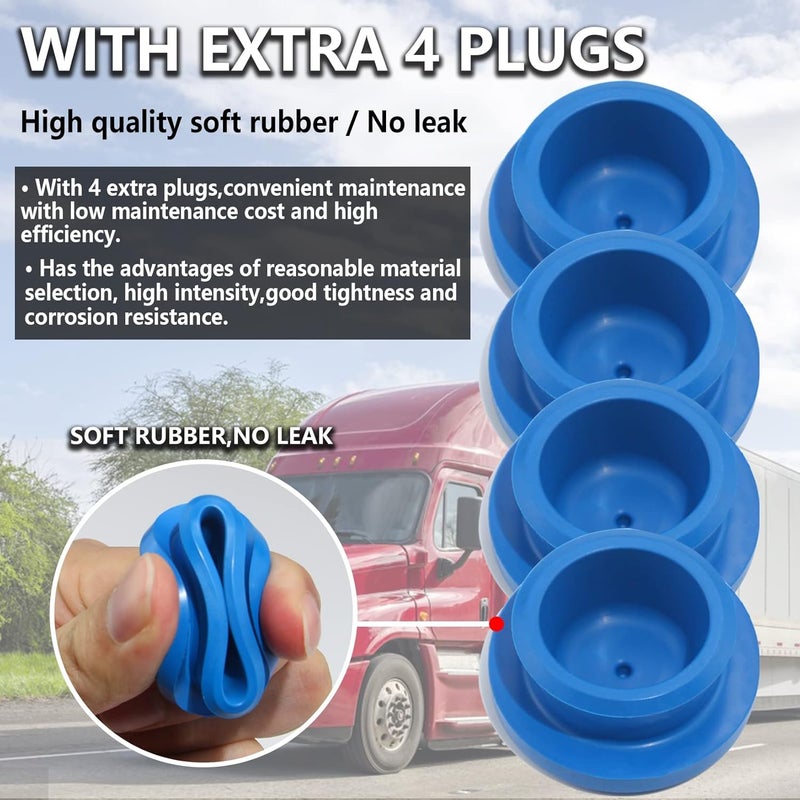iBroPrat 4pcs Aluminum Hub Cap Set for Trailer Axle with Gaskets and Blue Rubber Plugs - Image 3