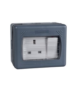 Schneider Schneider GWP3010 Exclusive Weatherproof Double Pole Switched Socket (13 A, 230VAC, 1 Gang, Grey)  - Image 1