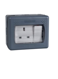 Schneider Schneider GWP3010 Exclusive Weatherproof Double Pole Switched Socket (13 A, 230VAC, 1 Gang, Grey)  - Image 2