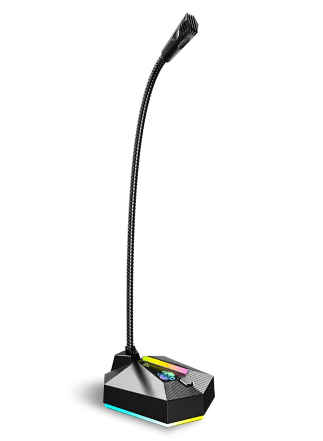 صدى ميكروفون مكتبي MK01 USB، سهل الاستخدام، ميكروفون احترافي متعدد الاتجاهات بزاوية 360 درجة مع إضاءة LED RGB، ميكروفون مكثف مكتبي للتسجيل واللعب - Image 1