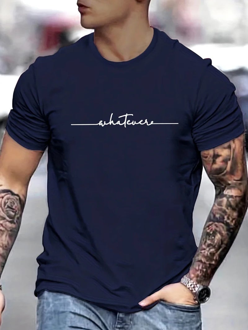European Code Plus Size Men'S Any Interesting Printed Casual Text Letter Cotton Crewneck T-Shirt - Image 5