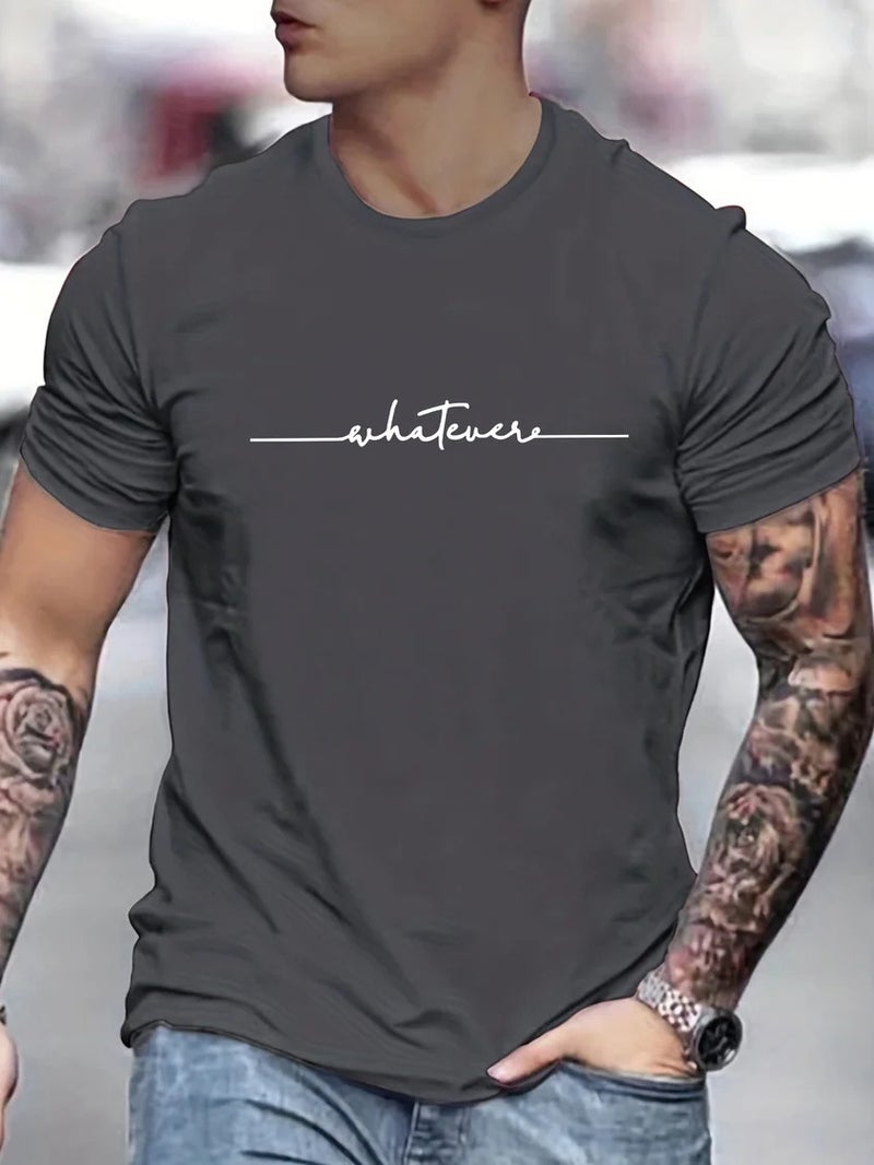 European Code Plus Size Men'S Any Interesting Printed Casual Text Letter Cotton Crewneck T-Shirt - Image 4
