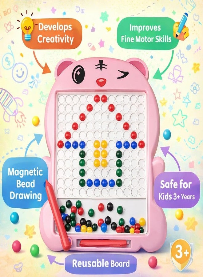 ZYCRONIX Magnetic Drawing Board for Kids with Stylus Pen, Educational Bead Art Learning Toy, Creative Sketch Board for Learning and Fun Activity (Pink) - Image 4