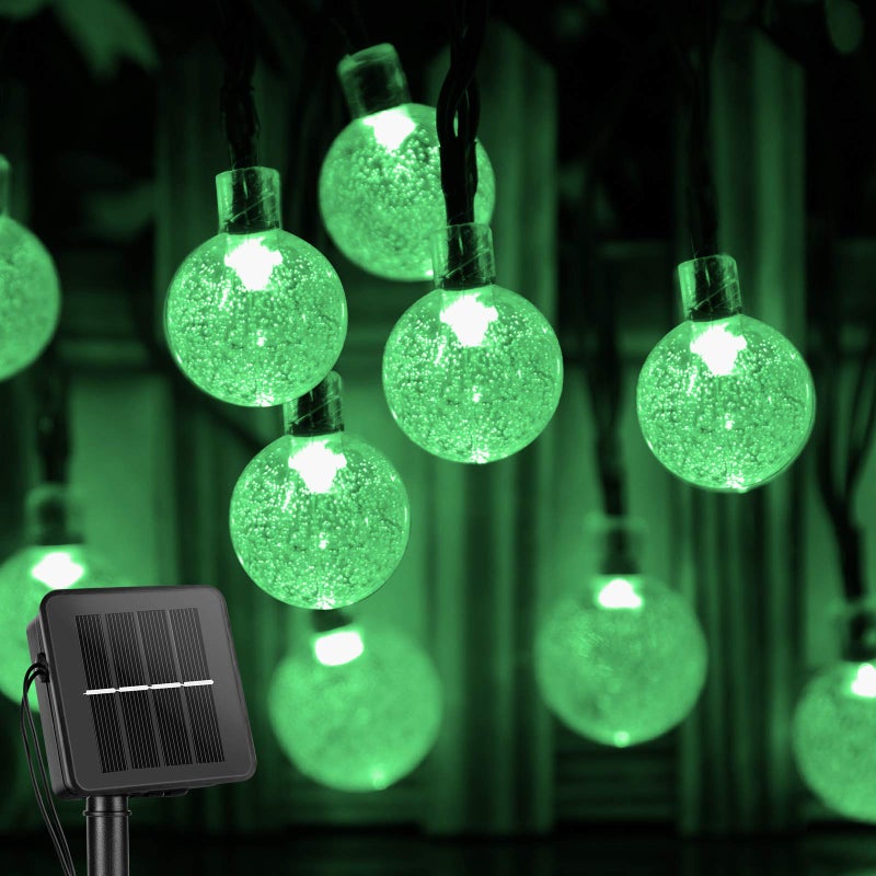 Brightown Solar String Lights Outdoor 60 Led 35.6 Feet Crystal Globe Lights with 8 Lighting Modes, Waterproof Solar Powered Patio Lights for Garden Yard Porch Wedding Party Decor (Green) - Image 1