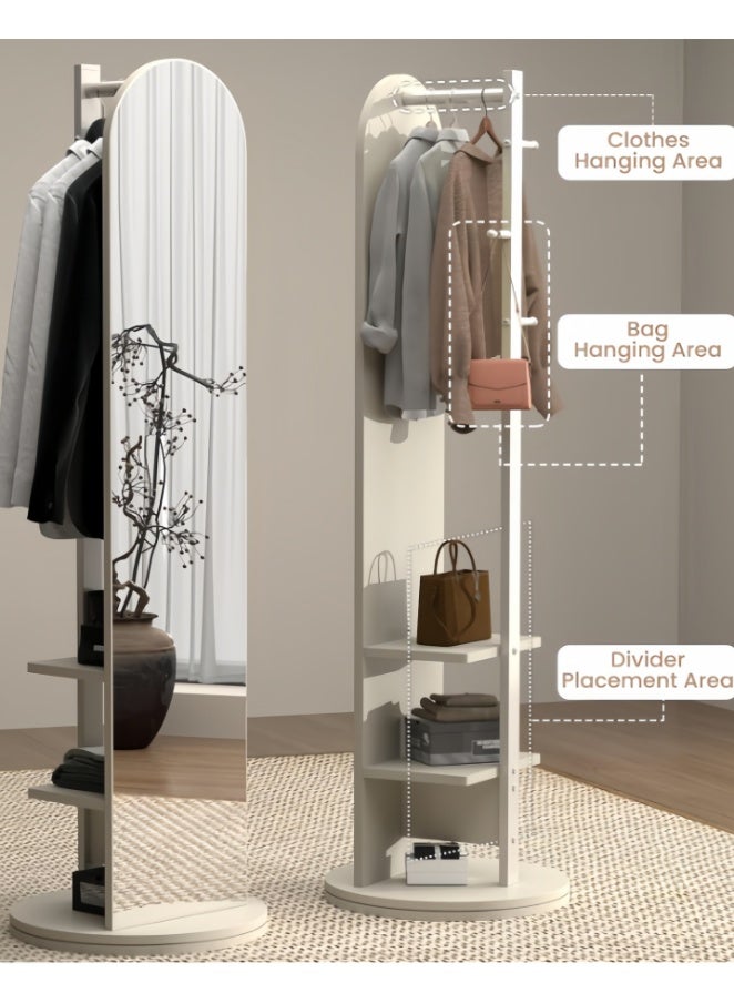 Full Length Mirror with Stand,Coat Rack with Mirror,Solid Wood Floor Mirror,Swivel Mirror for Bedroom, Living Room, Cloakroom (CSJ168B) - Image 5