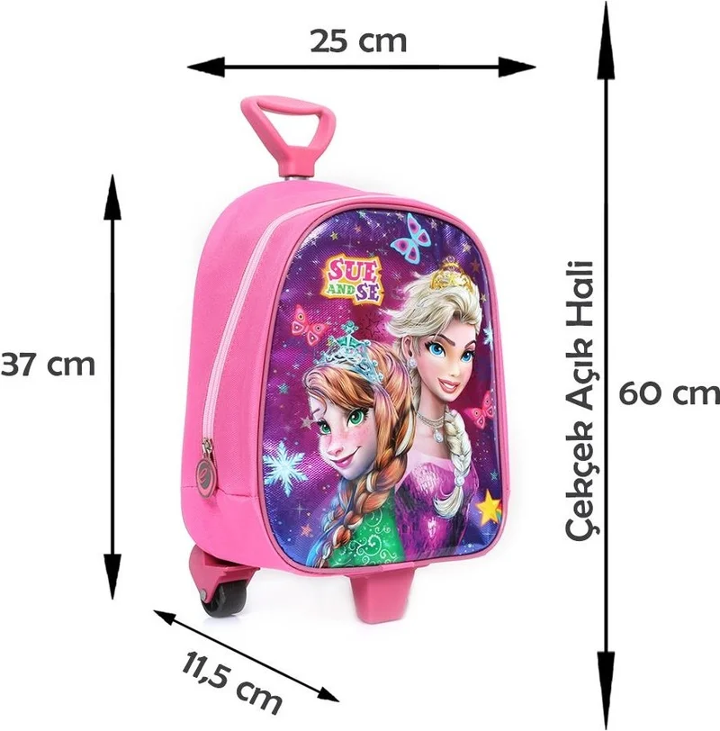 Masho Trend Sue And Se Elsa Anna Kindergarten Bag With Trolley - Girls Bag - Nursery Bag