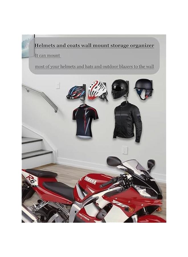 Arabest Helmet Wall Mount Organizer - 2 Pack Black Helmet Rack for Motorcycle/Bicycle/Tactics. Display and Holder for Jackets, Coats, Caps. Stylish Helmet Hanger.  - Image 3