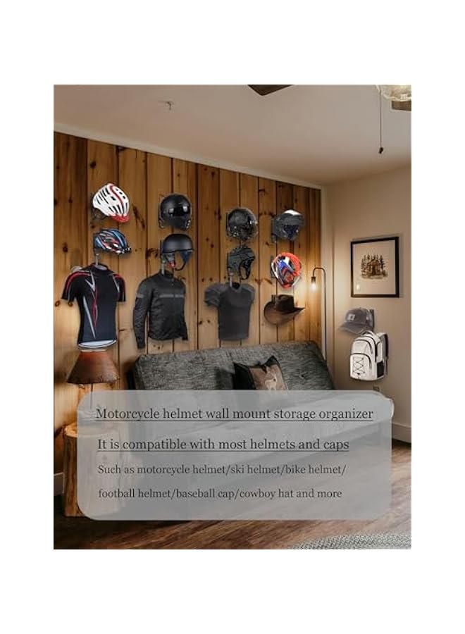 Arabest Helmet Wall Mount Organizer - 2 Pack Black Helmet Rack for Motorcycle/Bicycle/Tactics. Display and Holder for Jackets, Coats, Caps. Stylish Helmet Hanger.  - Image 4