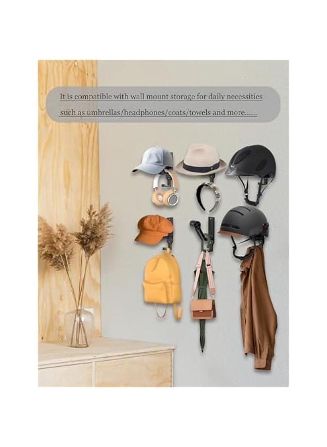 Arabest Helmet Wall Mount Organizer - 2 Pack Black Helmet Rack for Motorcycle/Bicycle/Tactics. Display and Holder for Jackets, Coats, Caps. Stylish Helmet Hanger.  - Image 5