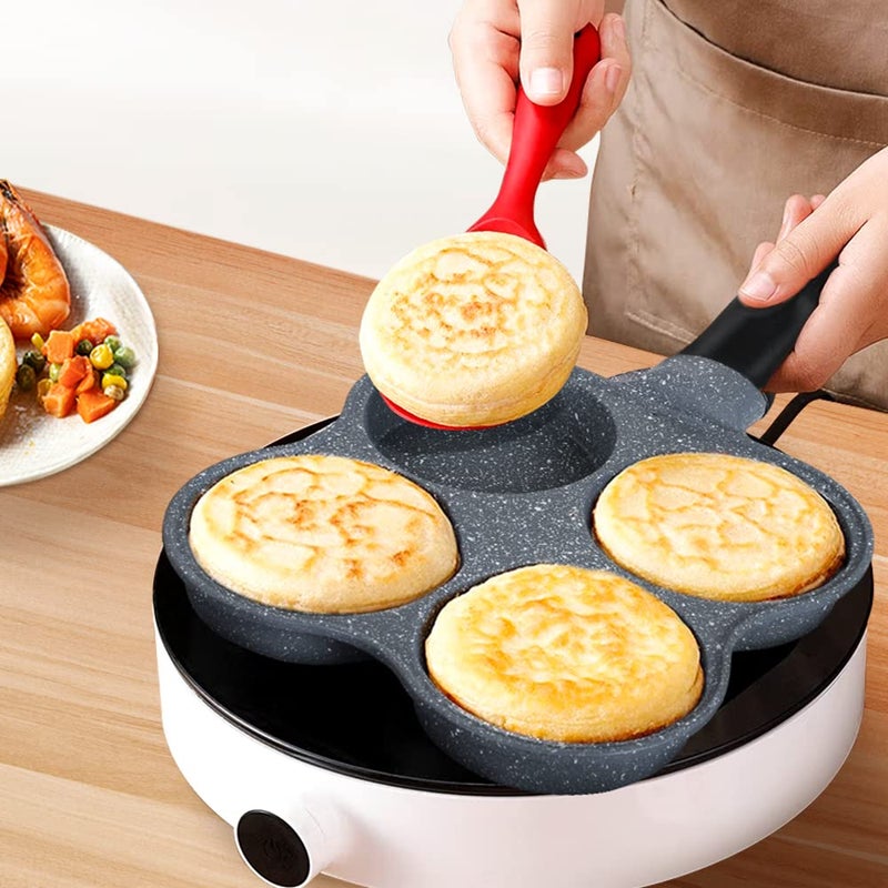 Buecmue Rustless Egg Frying Pan | 4-Cup Nonstick Easy Clean Egg Cooker Omelet Pan For Breakfast Swedish Pancake, Plett, Crepe Pan Gas Stove and Other Stoves Cookware - Image 3