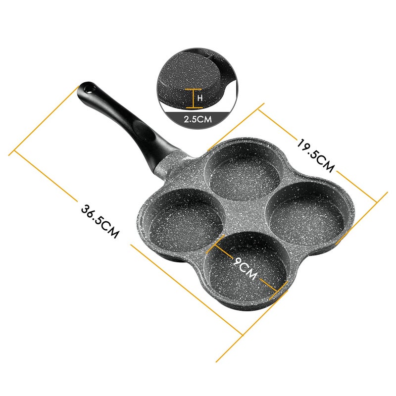 Buecmue Rustless Egg Frying Pan | 4-Cup Nonstick Easy Clean Egg Cooker Omelet Pan For Breakfast Swedish Pancake, Plett, Crepe Pan Gas Stove and Other Stoves Cookware - Image 4