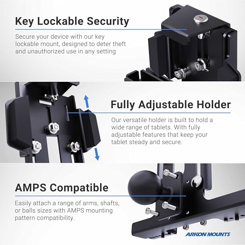 ARKON Mounts - Locking Forklift Tablet Mount with Adjustable Arm | Industrial Strength | Heavy-Duty Design | Adjustable | Boosts Warehouse Efficiency | Easy Install | Fits iPad and Samsung Tablets - Image 3