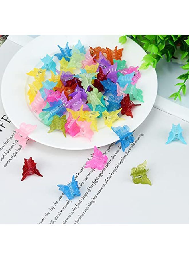 EAONE 50 قطعة مشابك شعر فراشة مشابك شعر باستيل مشابك صغيرة لطيفة إكسسوارات شعر لفتيات ونساء التسعينات مع علبة، ألوان هلامية لامعة - Image 4