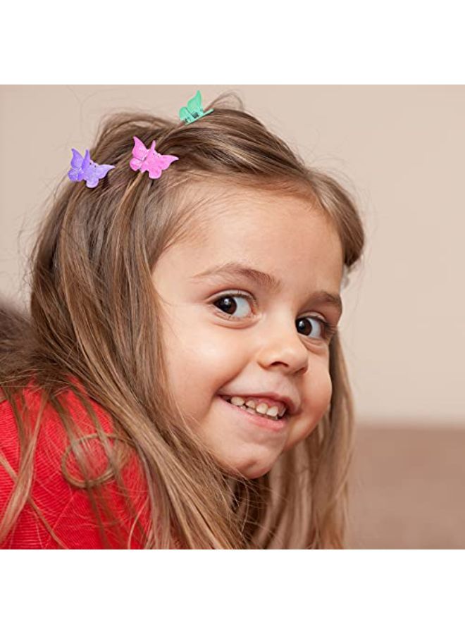 EAONE 50 قطعة مشابك شعر فراشة مشابك شعر باستيل مشابك صغيرة لطيفة إكسسوارات شعر لفتيات ونساء التسعينات مع علبة، ألوان هلامية لامعة - Image 5