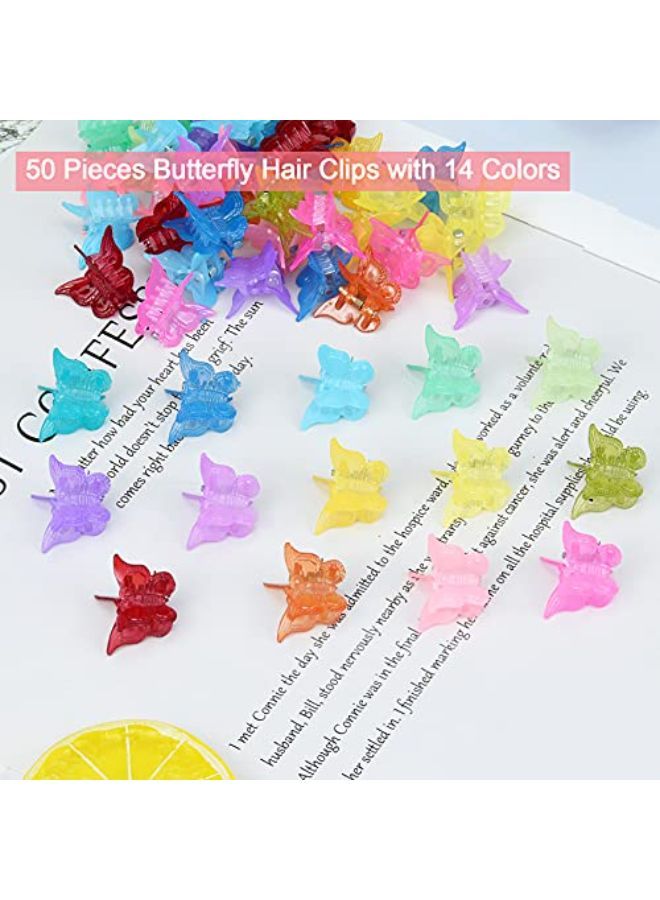 EAONE 50 قطعة مشابك شعر فراشة مشابك شعر باستيل مشابك صغيرة لطيفة إكسسوارات شعر لفتيات ونساء التسعينات مع علبة، ألوان هلامية لامعة - Image 3