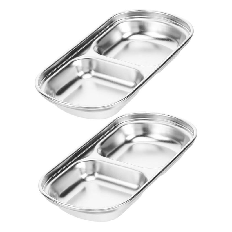 2 Piece Divided Dipping Sauce Plates With Smooth Edges And Stable Base For Home Kitchen Or Restaurant - Image 2