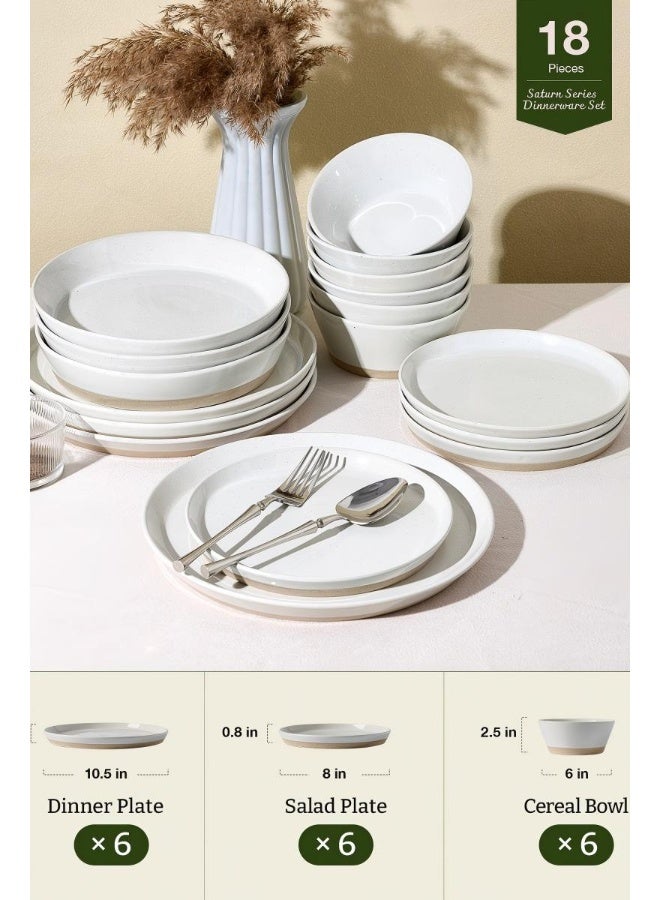 Famiware Saturn Series 18 Pieces Dinnerware Set, White with Rufous Edge - Image 4