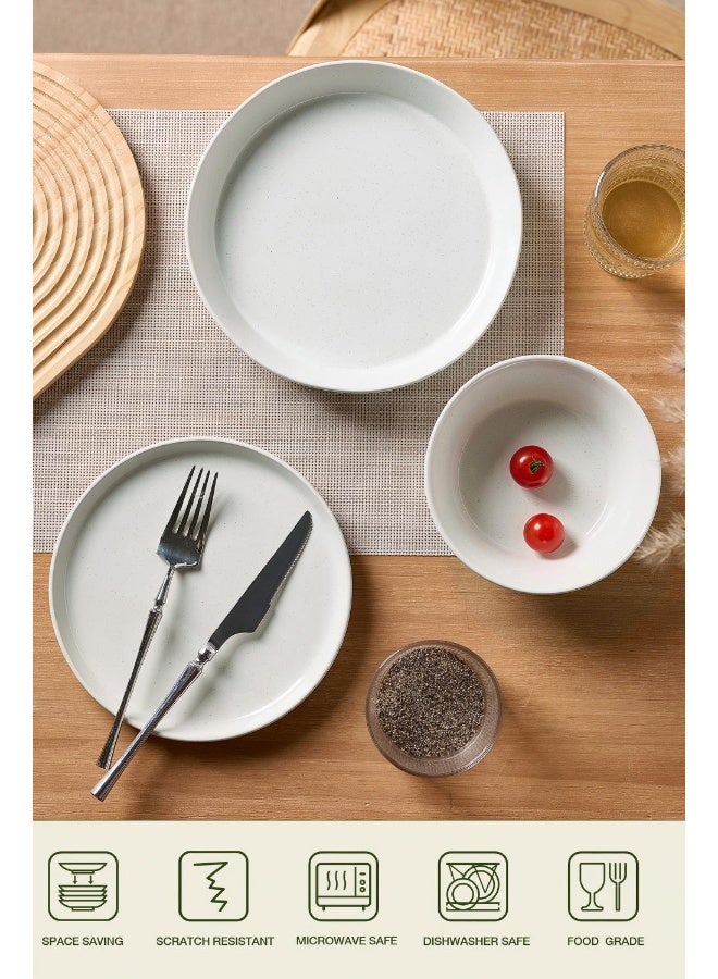 Famiware Saturn Series 18 Pieces Dinnerware Set, White with Rufous Edge - Image 2