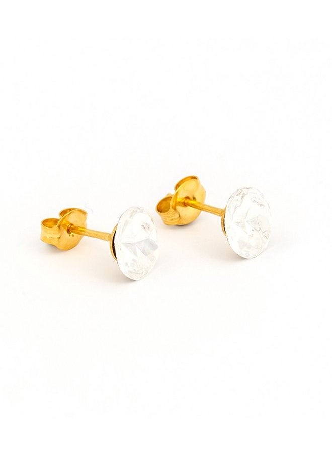 Studex - 8*9MM Crystal Oval Shape 24K Pure Gold Plated Ear Studs - Image 1