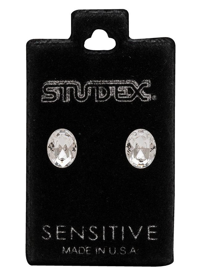 Studex - 8*9MM Crystal Oval Shape 24K Pure Gold Plated Ear Studs - Image 1