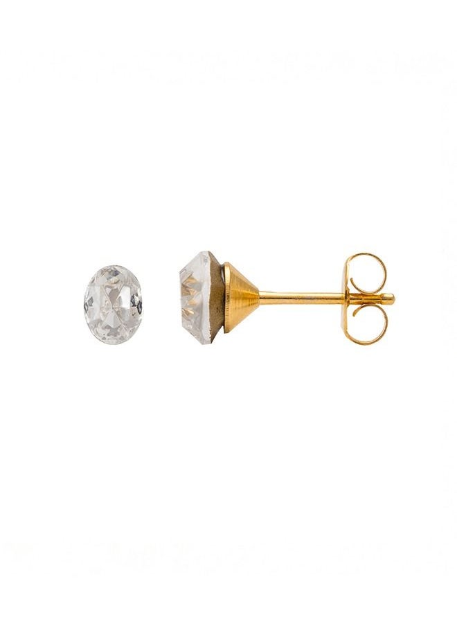 Studex - 8*9MM Crystal Oval Shape 24K Pure Gold Plated Ear Studs - Image 1
