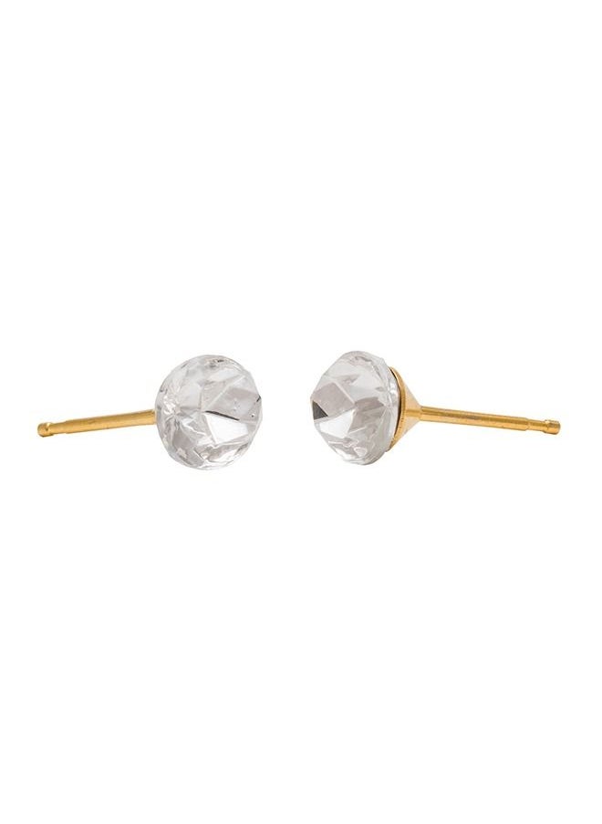 Studex - 8*9MM Crystal Oval Shape 24K Pure Gold Plated Ear Studs - Image 1