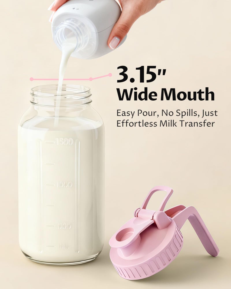 VA1KENE 64oz Glass Breast Milk Pitcher with Lid â€“ Leak-Proof & Airtight Formula Breastmilk Pitcher, 1/2 Gallon Storage Container for Breastmilk, Formula, and Milk - Image 4