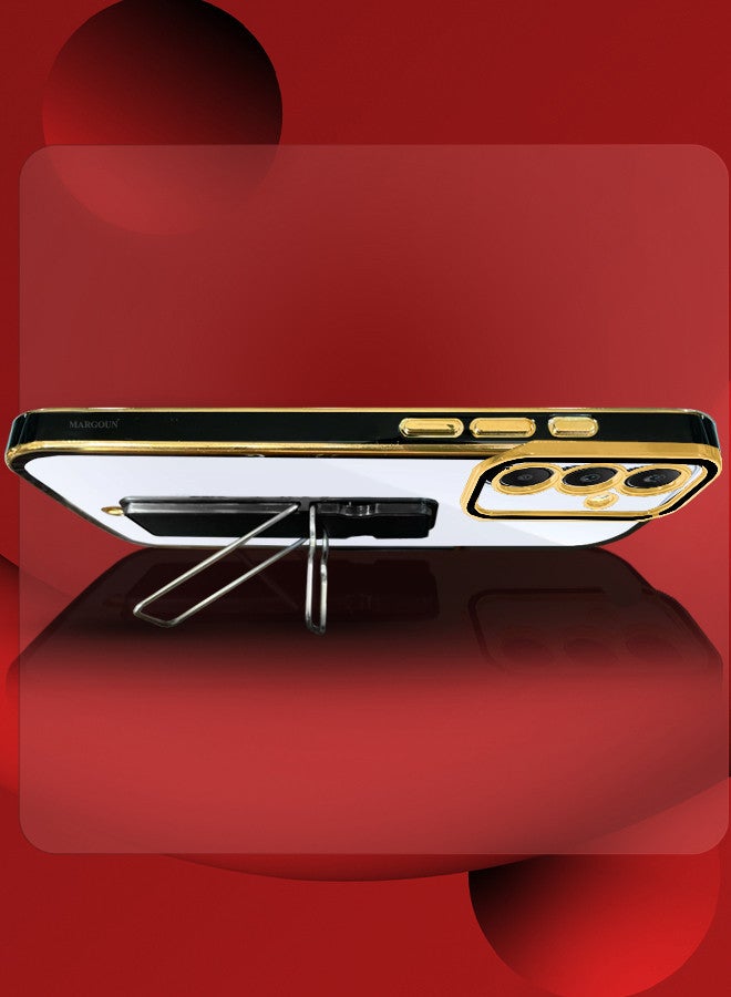 Electroplated Edge Case with Kickstand for Samsung Galaxy A55 Soft Shockproof Protective Cover with Full Camera Protection and Raised Edges Clear/Black color - Image 5