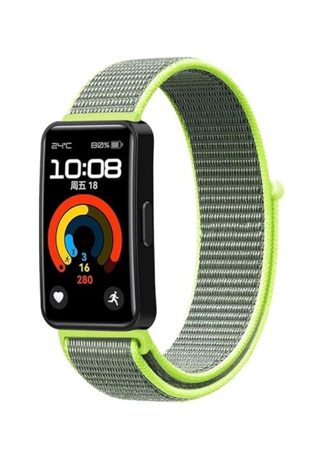 Nylon Watch Band for Huawei Band 9/8 Adjustable Replacement Sport Watch Band Compatible with Sports Nylon Strap for Women and Men -yellow